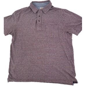 Faherty Shirt Polo Men's Medium Purple Striped Organic Cotton Short Sleeve